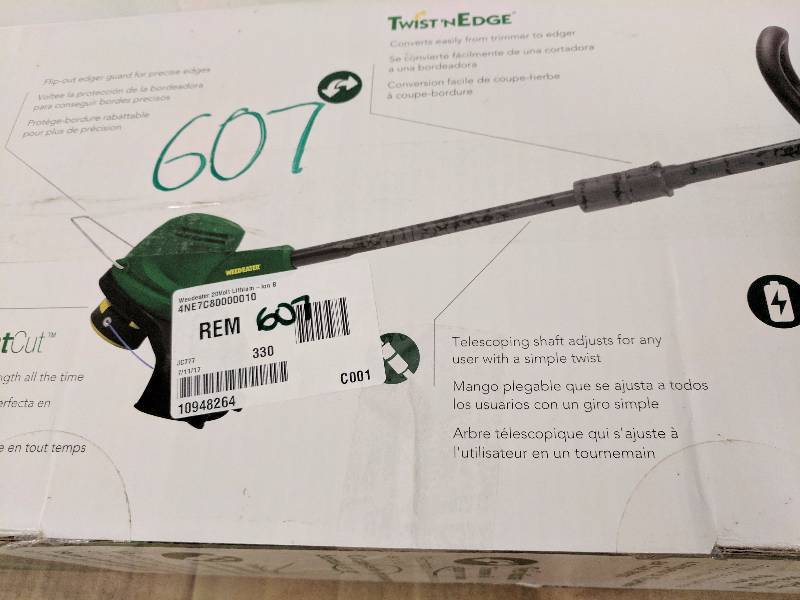 lot 607 image: Weed Eater 20V Lithium-Ion Cordless Grass Trimmer