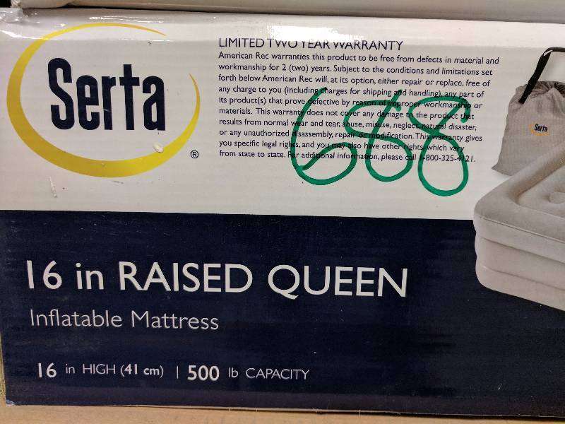 lot 688 image: Serta 16 Raised Airbed - Queen