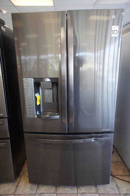 lot 1 image: New - Scratch & Dent LG Model # (LFX25973D) - 24.1 cu. ft. French Door Bottom-Freezer Refrigerator wDual Ice-Maker  Black Stainless -Tested Works - MSRP $ 2799.99