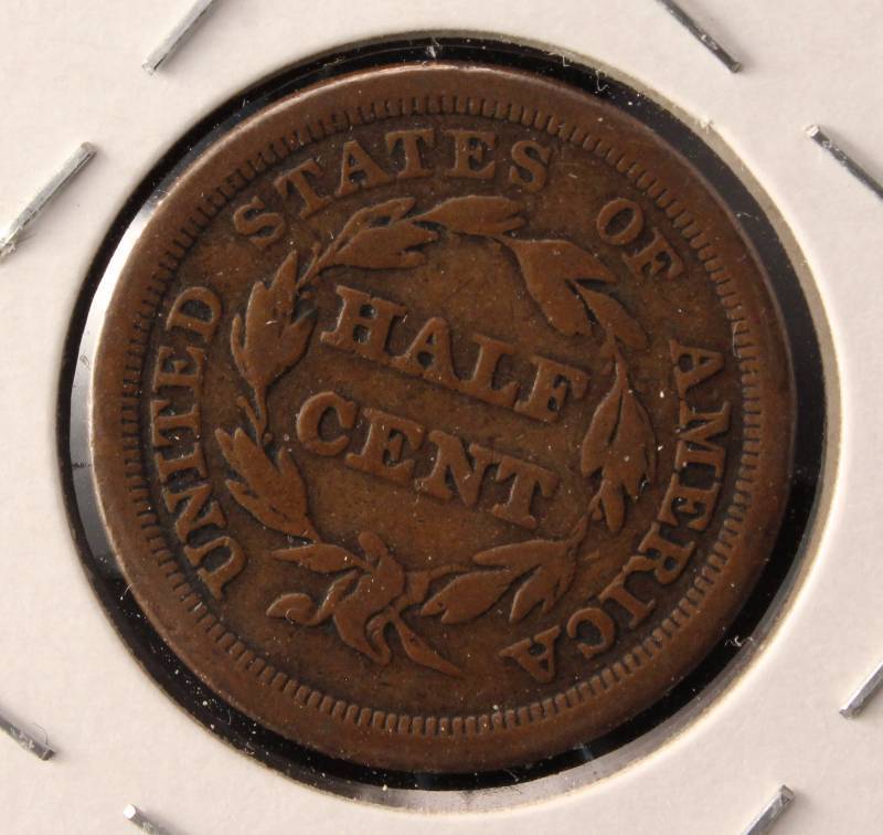 lot 10 image: 1851 US HALF CENT FINE DETAILS