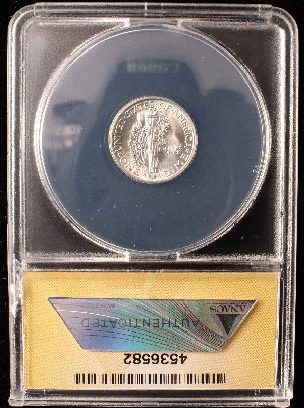lot 17 image: 1945-S MERCURY SILVER DIME BU MS65 ANACS