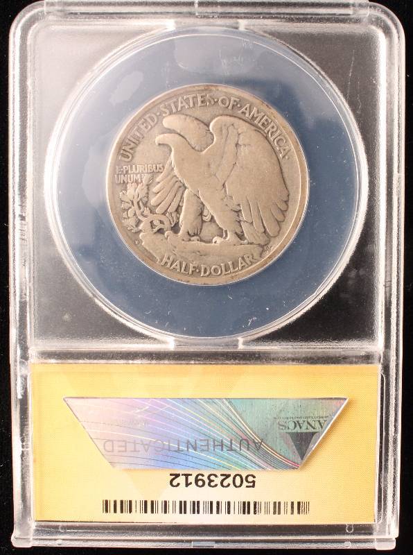 lot 26 image: 1919-D WALKING LIBERTY SILVER HALF DOLLAR VG10 ANACS