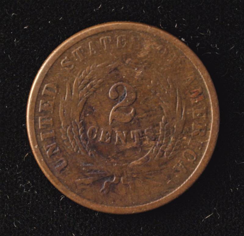 lot 28 image: 1864 US TWO CENT PIECE GOOD