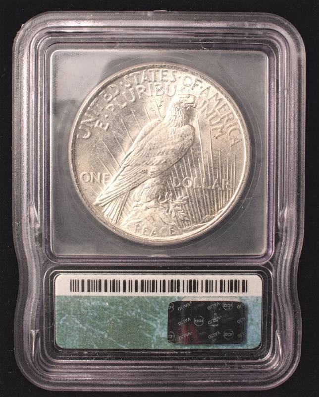 lot 43 image: 1923 PEACE SILVER DOLLAR BU MS63 ICG