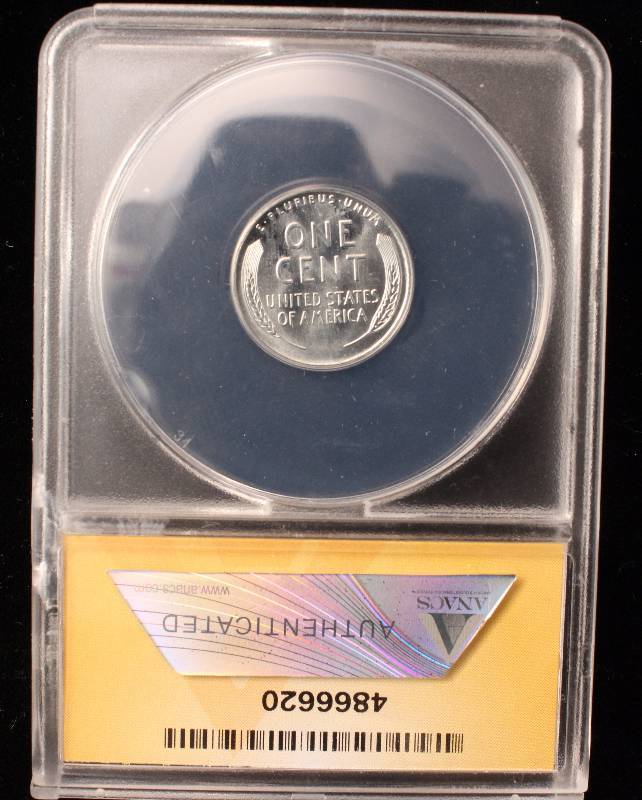 lot 62 image: 1943-S WAR TIME STEEL WHEAT CENT MS65 ANACS