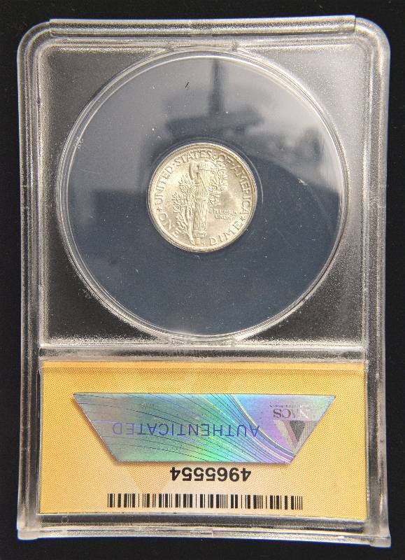 lot 65 image: 1937 MERCURY SILVER DIME MS65 ANACS