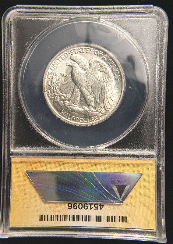 lot 68 image: 1943 WALKING LIBERTY SILVER HALF DOLLAR MS64 ANACS