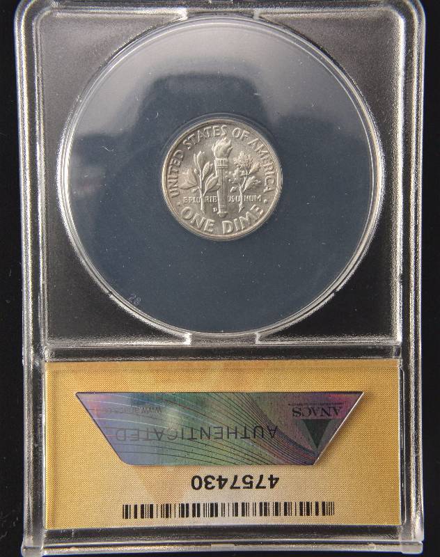 lot 91 image: 1949-D ROOSEVELT SILVER DIME MS64 FSB