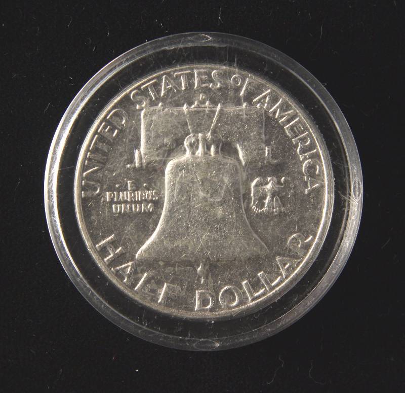 lot 93 image: 1963-D FRANKLIN SILVER HALF DOLLAR IN AIRTITE HOLDER