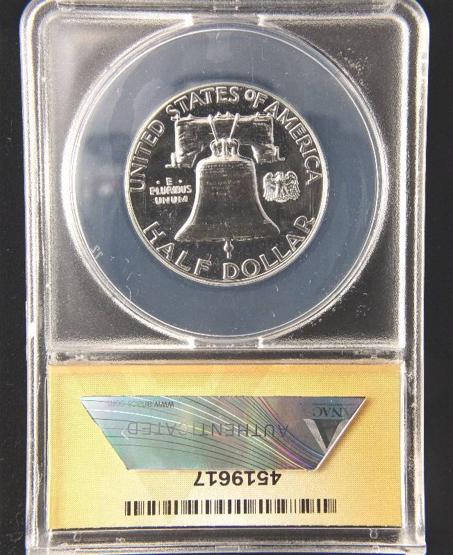 lot 99 image: 1960 PROOF FRANKLIN SILVER HALF DOLLAR PF66 ANACS