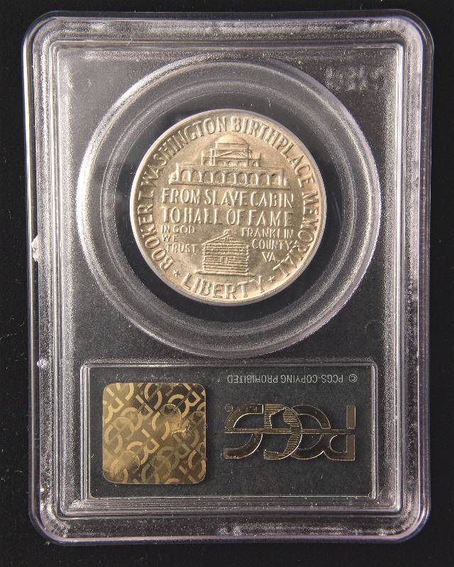 lot 123 image: 1946 BOOKER T WASHINGTON SILVER HALF DOLLAR COMMEM. MS65 PCGS