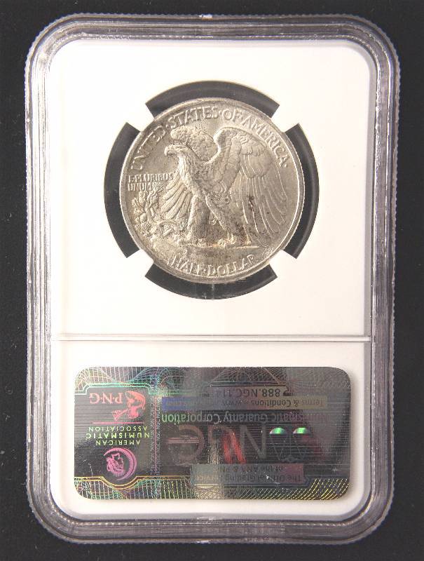 lot 142 image: 1941 WALKING LIBERTY SILVER HALF DOLLAR MS63 NGC