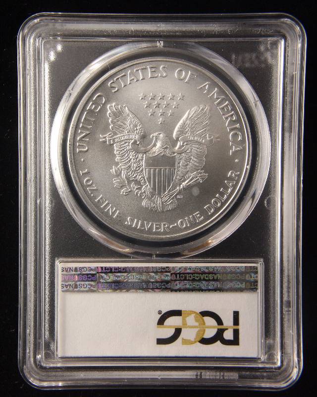lot 149 image: 2002 AMERICAN SILVER EAGLE 1 TROY OZ. .999 FINE SILVER DOLLAR MS69 PCGS