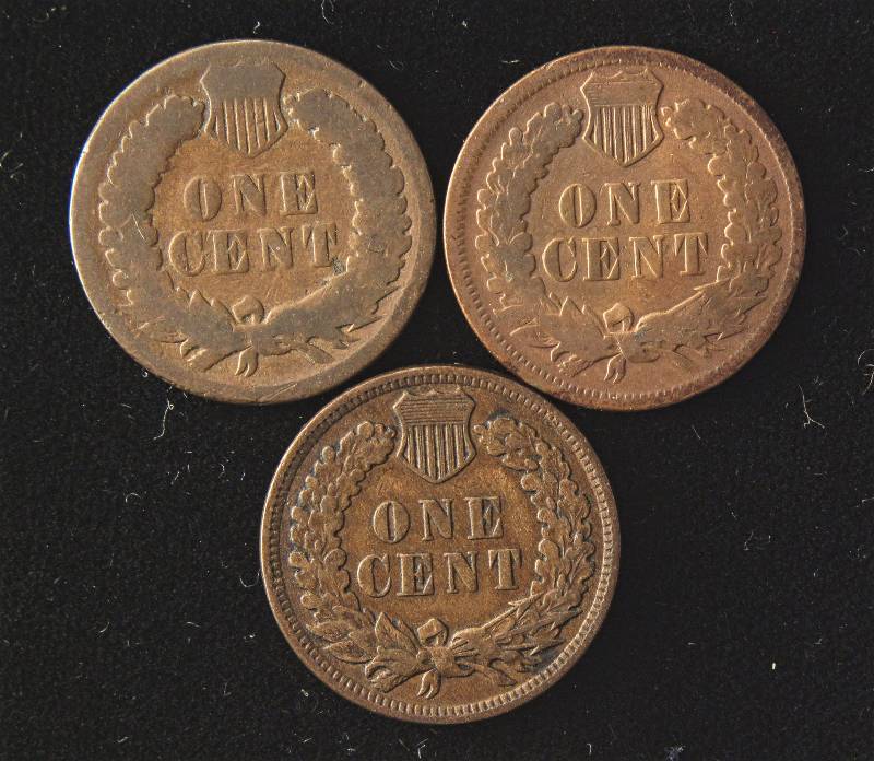 lot 150 image: GROUP OF 3 INDIAN HEAD CENTS 1893, 1894, 1907 G-XF