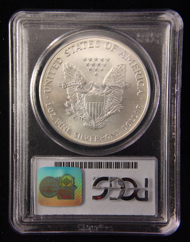 lot 159 image: 2000 AMERICAN SILVER EAGLE 1 TROY OZ. .999 FINE SILVER MS68 PCGS
