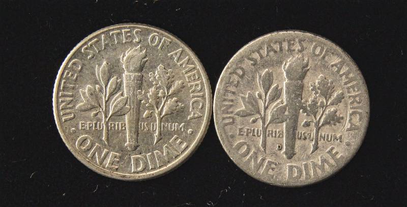 lot 163 image: 1947 & 1947-D ROOSEVELT SILVER DIMES