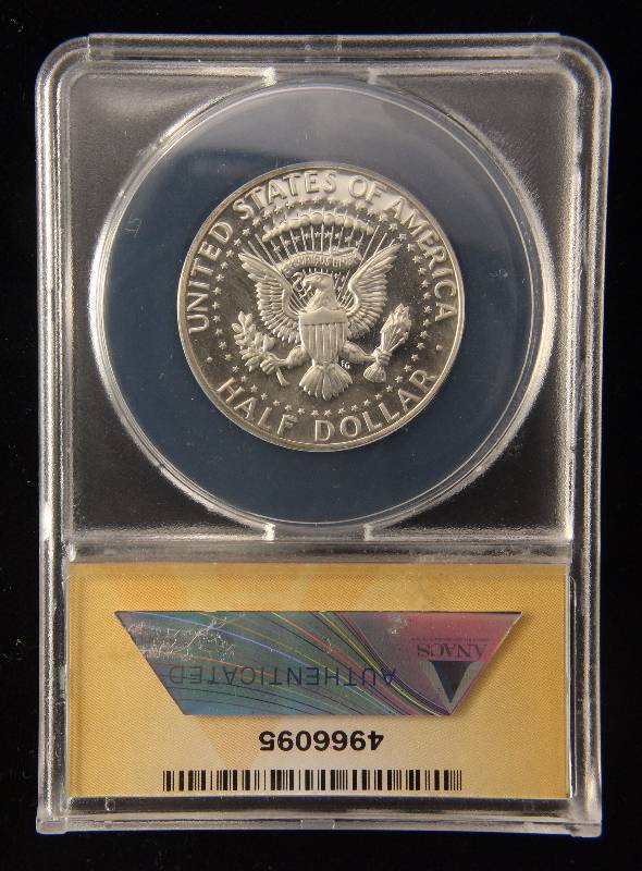 lot 175 image: 1968-S PROOF KENNEDY 40% SILVER HALF DOLLAR PF66 ANACS