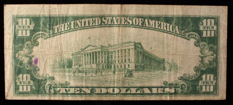 lot 27-A image: 1934 US $10 FEDERAL RESERVE NOTE MINNEAPOLIS MN FINE