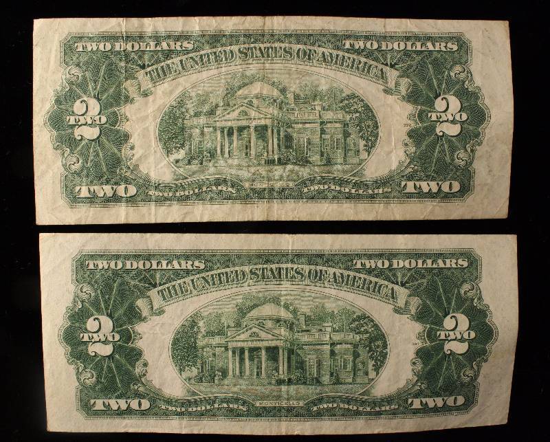 lot 112-A image: GROUP OF 2 - 1953 RED SEAL $2 BILLS