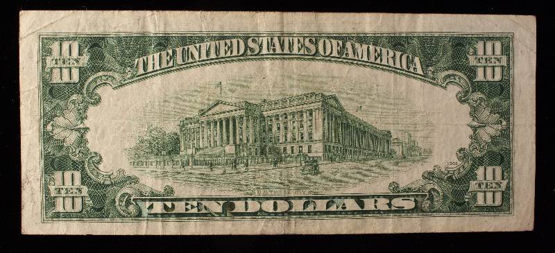 lot 99-A image: 1934D US $10 FEDERAL RESERVE NOTE CHICAGO IL VF