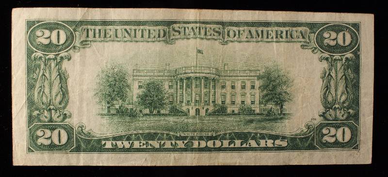 lot 75-A image: 1934A US $20 FEDERAL RESERVE NOTE KANSAS CITY VF