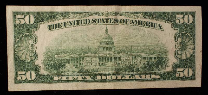 lot 62-A image: 1950 US $50 FEDERAL RESERVE NOTE KANSAS CITY XF