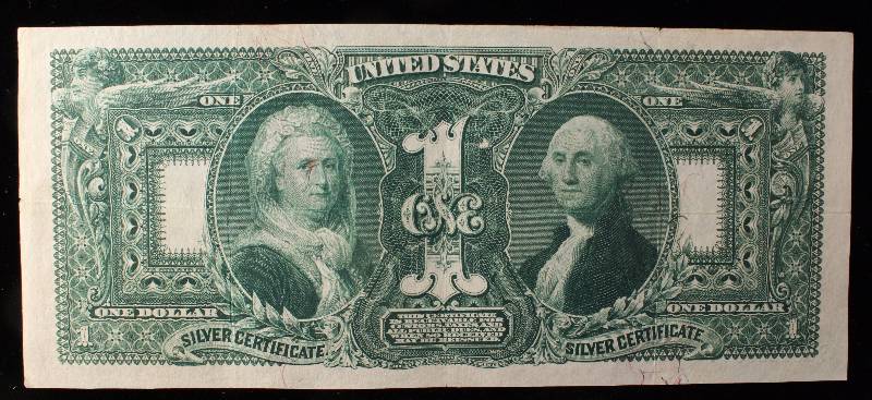 lot 04-A image: 1896 $1 SILVER CERTIFICATE EDUCATIONAL NOTE SOLID XF