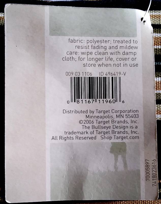 lot 11 image: OUTDOOR FURNITURE CUSHIONS (Target HOME Collection) (with tags & never used)
