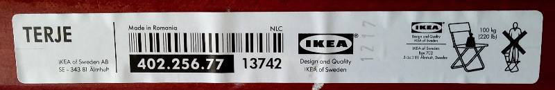 lot 16 image: (2)  IKEA RED FOLDING CHAIRS-Terje Model