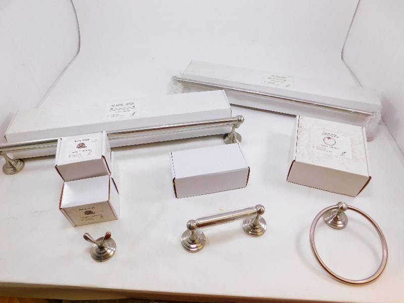 Lot of New Brushed Nickel Bathroom Fixtures