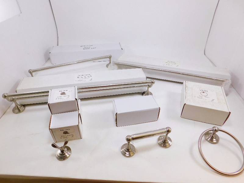 Lot of New Brushed Nickel Bathroom Fixtures