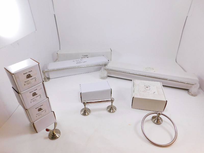 Lot of New Brushed Nickel Bathroom Fixtures