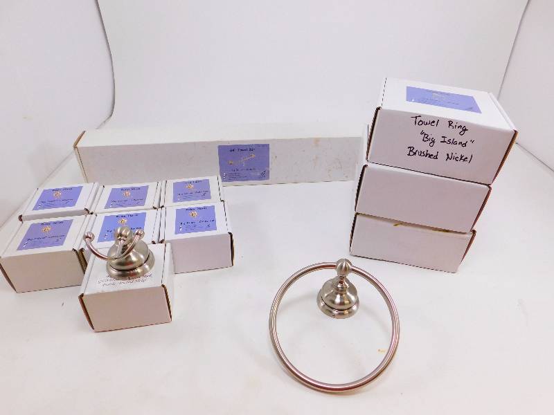 Lot of New Brushed Nickel Bathroom Fixtures