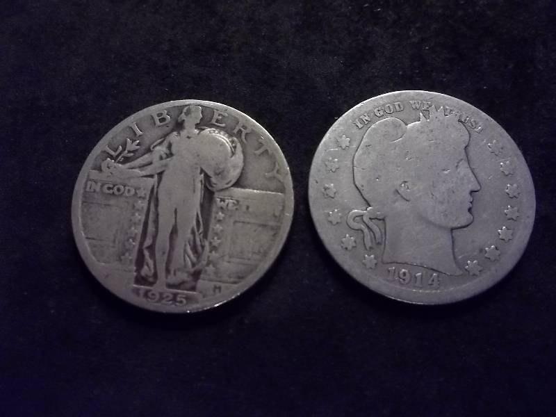 1914,  Barber Quarter, 1925 Standing Liberty Quarter