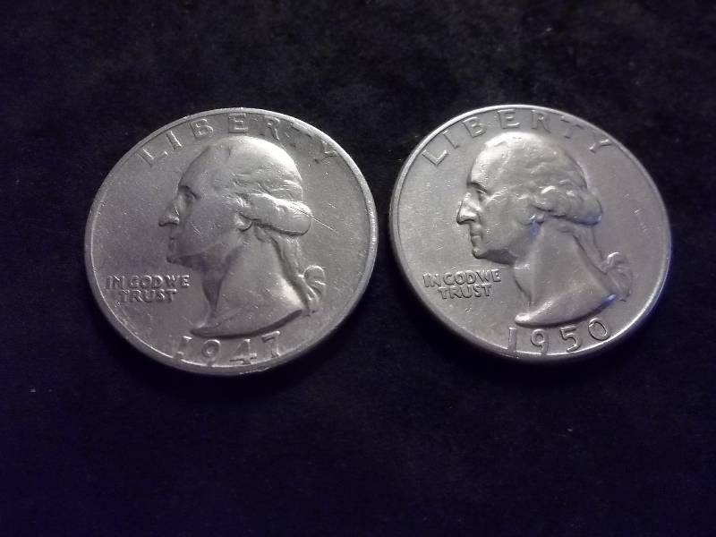 1947 S, 1950 S Washington Quarters