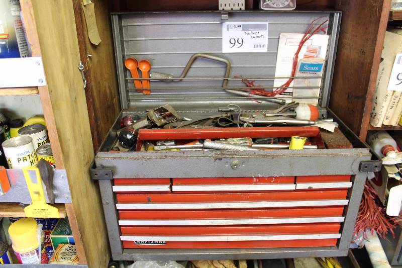 lot 99 image: Tool Box w Hand Tools, Hardware