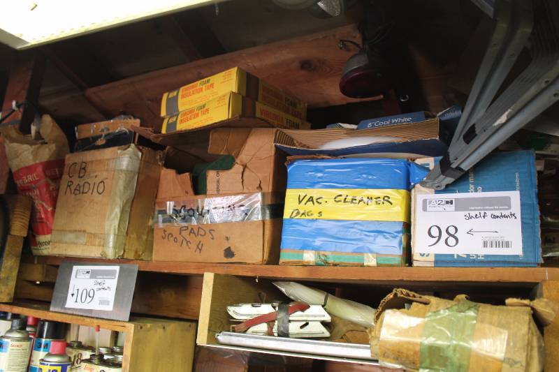 lot 98 image: Vacuum Cleaner Bags, Sanding Pads, CB Radio, Insulation Tape Rolls