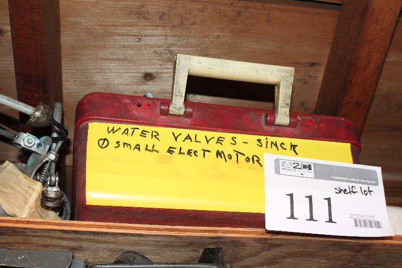 lot 111 image: Air Pumps,Gauges, Fittings, Water Valves, Small Electric Motor, And More