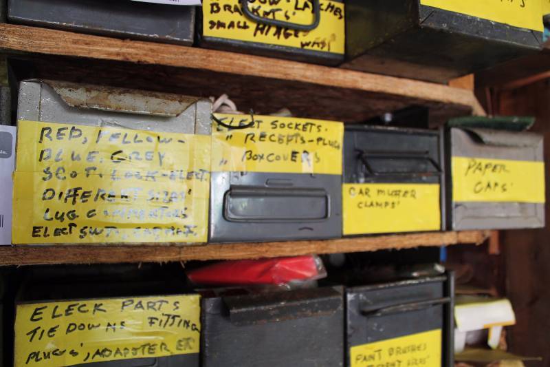 lot 115 image: Misc Hardware, Car Muffler Clamps, Electric Sockets, And More