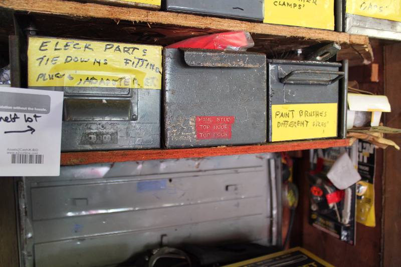 lot 116 image: Paint Brushes, Electric Parts, And More