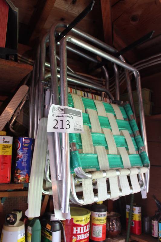 lot 213 image: Lot of (4) Folding Lawn Chairs