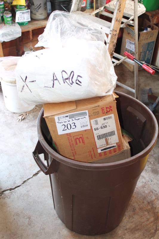 lot 203 image: Trash Can, Paper Suits