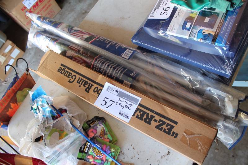 lot 57 image: EZ-Read Jumbo Rain Gauge, 2-Flag Poles