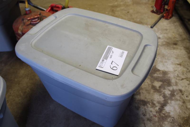 lot 67 image: Plastic Bin Lot Includes DVDs, Flashlights, Nightlight