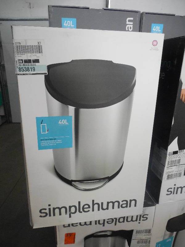 lot 31 image: Simplehuman 40-liter Semi-round Plastic Lid Trash Can