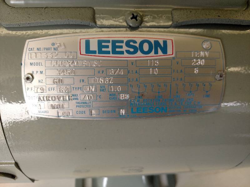 lot 3 image: Leeson 34 hp. Motor, 115230v, 1 p...