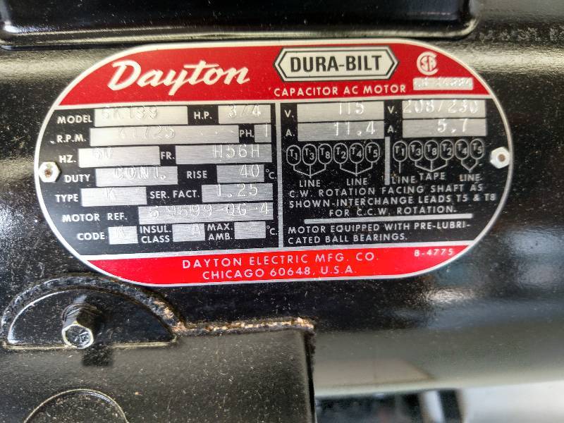 lot 5 image: Dayton Dura-Bilt 34 hp. Motor, 115...