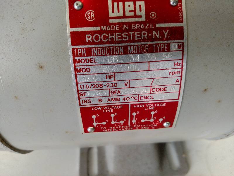 lot 7 image: WEG 34 hp. Motor, 115208-230v, 1 ...