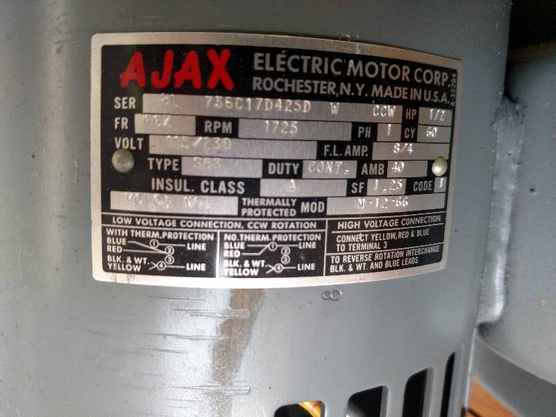 lot 13 image: Ajax 12 hp. Motor, 115230v, 1 pha...