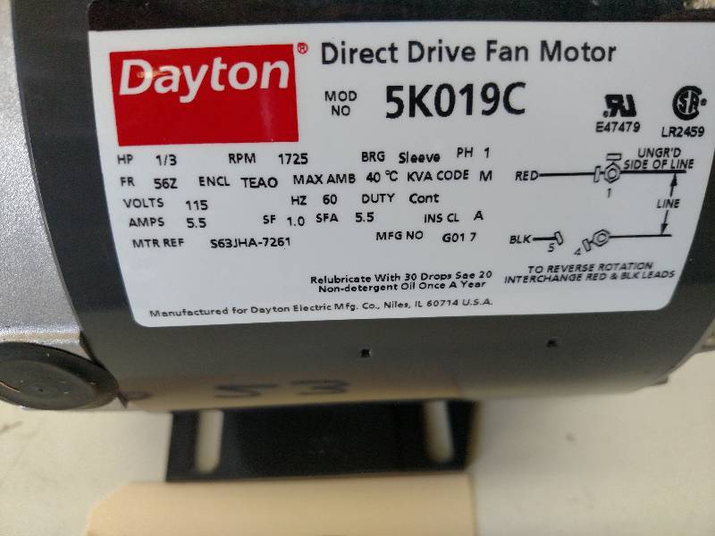 lot 23 image: Dayton 13 hp. Direct Drive Fan Mot...